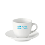 Porseleinen espressokopjes met schotel bedrukken 80ml Lungo weergave met bedrukking