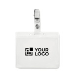 PVC badgehouder met metalen clip ClipOn weergave met bedrukking