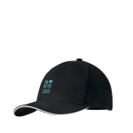 Zwarte baseball pet bedrukken met logo Stripe kleur wit weergave met bedrukking