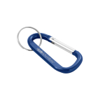 Goedkope sleutelhangers van aluminium met karabijnhaak Aluclip kleur blauw afbeelding met logo