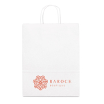 Goedkope witte papieren tasjes bedrukken 90 g/m2 Retail kleur wit afbeelding met logo 2