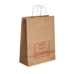Middelgrote krafttas met gedraaid handvat 115 g/m2 Craft kleur naturel afbeelding met logo