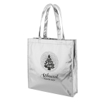 Non-woven promotietas met glanzende afwerking 90 g/m2 Brilliant kleur zilver afbeelding met logo