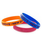 Duurzame siliconen armbandjes bedrukken met Low Relieve kleur oranje achtste weergave
