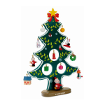 Kleine decoratieve kerstboom met 12 kerstversieringen Noel kleur groen weergave met bedrukking