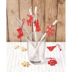 Set van 6 kerstboomhanger met logo Xmas kleur rood derde sfeervolle weergave
