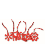 Set van 6 kerstboomhanger met logo Xmas kleur rood weergave met bedrukking