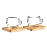 Set van 2 kleine koffiekopjes bedrukken met bamboe 60ml Espresso kleur doorzichtig
