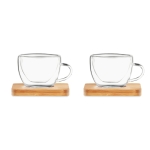 Set van 2 kleine koffiekopjes bedrukken met bamboe 60ml Espresso kleur doorzichtig tweede weergave