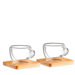Set van 2 kleine koffiekopjes bedrukken met bamboe 60ml Espresso weergave met bedrukking