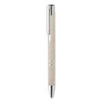 Eco pen met zilveren afwerking en blauwe inkt Aster Eco kleur beige
