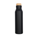 Stalen drinkflessen met bamboe stop 590ml Avenue Park kleur zwart tweede weergave voorkant