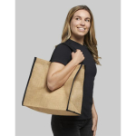 Bedrukte jute tas met klikkenbandsluiting Jute Edge kleur zwart luxe weergave