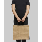 Bedrukte jute tas met klikkenbandsluiting Jute Edge kleur zwart luxe weergave 2