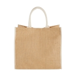 Bedrukte jute tas met klikkenbandsluiting Jute Edge kleur wit tweede weergave voorkant