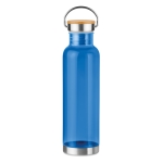 Tritanflessen met bamboe deksel en handvat 800 ml clip kleur doorzichtig blauw