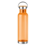 Tritanflessen met bamboe deksel en handvat 800 ml clip kleur doorzichtig oranje