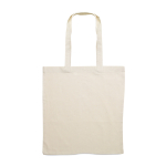 Goedkope katoenen tassen met lange handvatten 180 g/m2 Eco Superb kleur beige