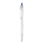 Balpen van gerecycled plastic met drukknop met blauwe inkt Clean kleur blauw