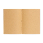 Gerecycled memoblok met logo en kartonnen kaft A6 Eco Stitched kleur beige derde weergave