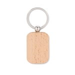 Rechthoekige houten sleutelhangers met logo Rectwood kleur hout