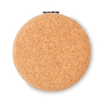 Spiegel met logo afgewerkt in kurk en ronde vorm Corkstyle kleur beige derde weergave