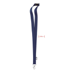 Lanyard van RPET met metalen karabijnhaak bedrukken, 20 mm kleur marineblauw