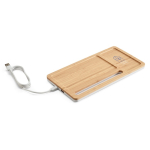 Bamboe en ABS organizer met draadloze oplader en standaard 5 W kleur naturel afbeelding met logo