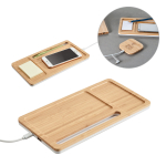 Bamboe desktopset met draadloze oplader Bamboo Tidy diverse kleuren
