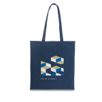 Kleurige katoenen tassen met lange hengsels 100 g/m² Eco Color L kleur marineblauw afbeelding met logo
