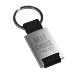 Metalen sleutelhanger graveren met strip van polyester Colors kleur zwart afbeelding met logo