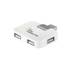 Voordelige plastic hub met 4 USB-poorten Square kleur wit afbeelding met logo 4