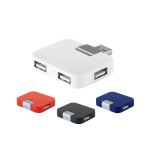 Voordelige plastic hub met 4 USB-poorten Square diverse kleuren