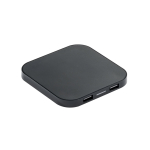 Vierkante mobiele draadloze oplader met logo ChargePad kleur zwart