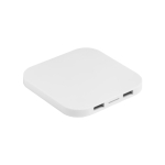 Vierkante mobiele draadloze oplader met logo ChargePad kleur wit