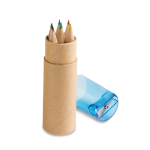Set van 6 kinderkleurpotloden in tubevormig doosje Combi Small kleur blauw