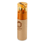 Set van 6 kinderkleurpotloden in tubevormig doosje Combi Small kleur oranje afbeelding met logo
