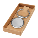Klassieke hoogglans metalen ronde sleutelhanger Geometric Circle kleur zilver