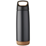 Stalen thermosfles met kurkbodem 600ml Avenue Cork Antislip kleur zwart tweede weergave voorkant