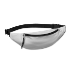 Zilveren reflecterende polyester heuptas met logo Night Vision kleur mat zilver