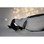 Zilveren reflecterende polyester heuptas met logo Night Vision kleur mat zilver sfeervolle hoofdweergave