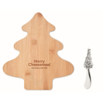 Kerstboomvormige kaasplank en messenset Bamboo kleur hout hoofdweergave