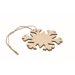 Houten sneeuwvlok versiering met kersthanger Snowflake kleur hout tweede weergave
