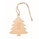 Houten boomvormige hanger om de kerstboom te versieren kleur hout weergave met bedrukking