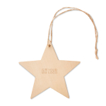 Kersthanger in de vorm van een houten kerstster Star kleur hout weergave met bedrukking