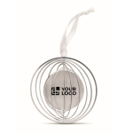 Roestvrijstalen kerstdecoratie met logo Round kleur zilver weergave met bedrukking