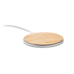 Ronde draadloze oplader van bamboe, snelle oplaadfunctie, 10W kleur hout