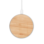 Ronde draadloze oplader van bamboe, snelle oplaadfunctie, 10W kleur hout derde weergave