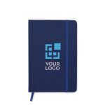 Voordelig gerecycled A5 notitieboekje laten bedrukken RPET kleur blauw weergave met bedrukking