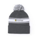 Mutsen met pompon en wit detail PomPom kleur grijs  negende weergave